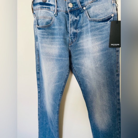 NWT $159 True Religion Ricky Jeans Men 32x34 Blue Wash Relaxed Fit Straight Leg - Picture 2 of 8